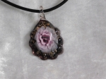Glass Necklace Style 1 Pink 3mm Leather Cord